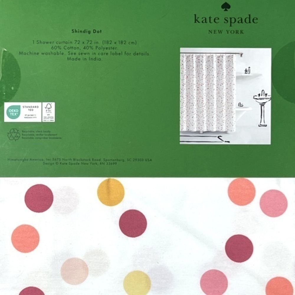 Kate spade - ‘Polkadots’ shower curtain. 72” x 72”. NWT. Firm! No offers!